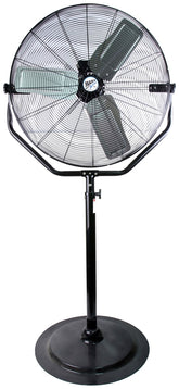 MaxxAir HVPF 30 YOKE High-Velocity Pedestal Fan, 120 V, 1.65 A, 360 deg Sweep, 30 in Dia Blade, Black